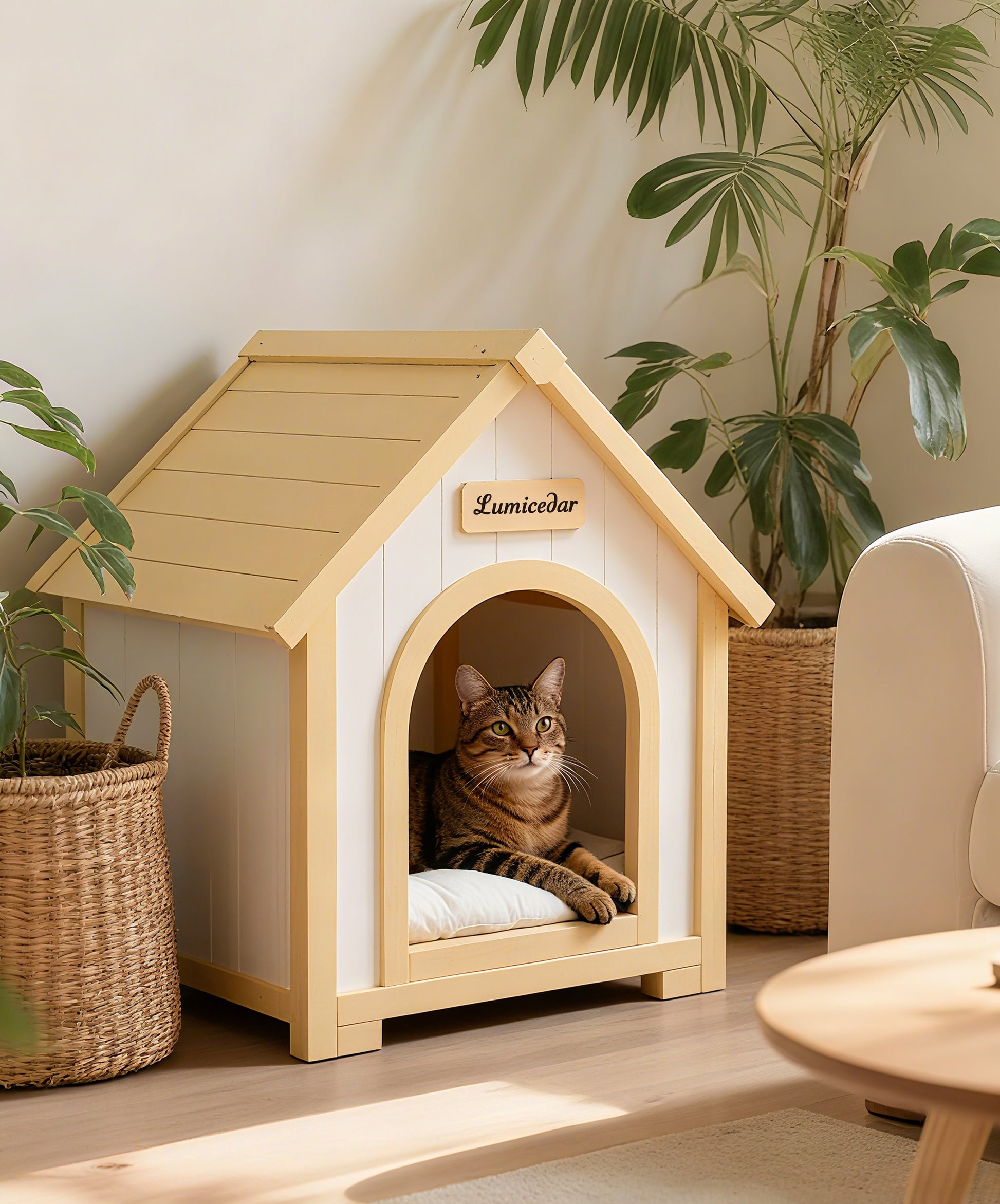 Luxury EVA Pet Bed with Cedar Wood Frame – Indoor Dog and Cat House