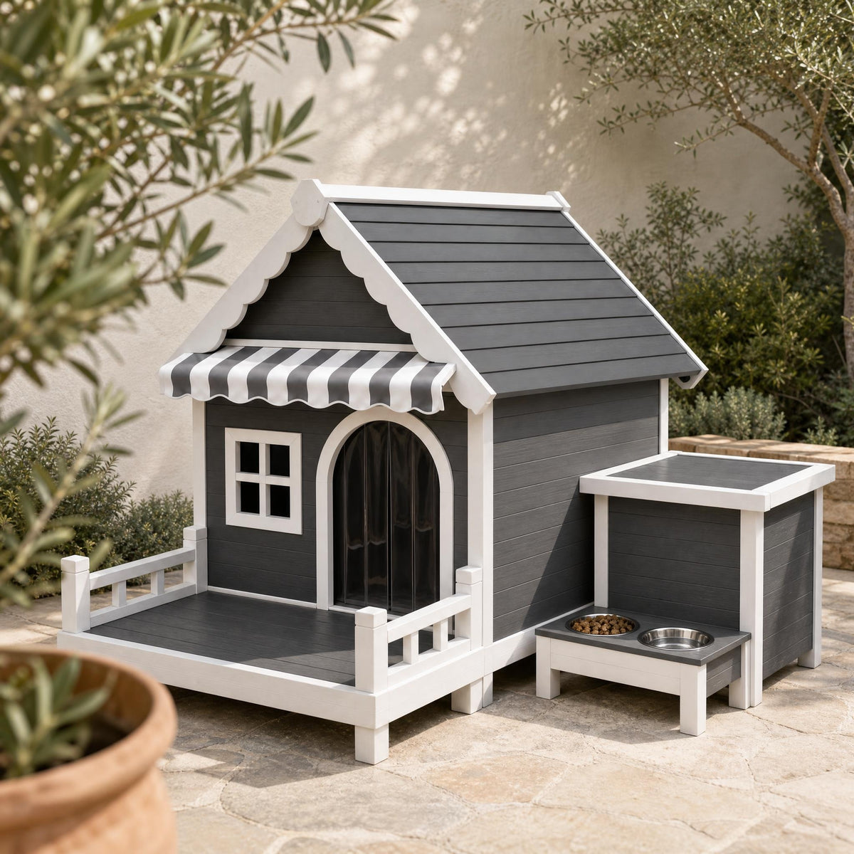 Winkie Outdoor Pet Home Complete Grey & White - Lumicedar