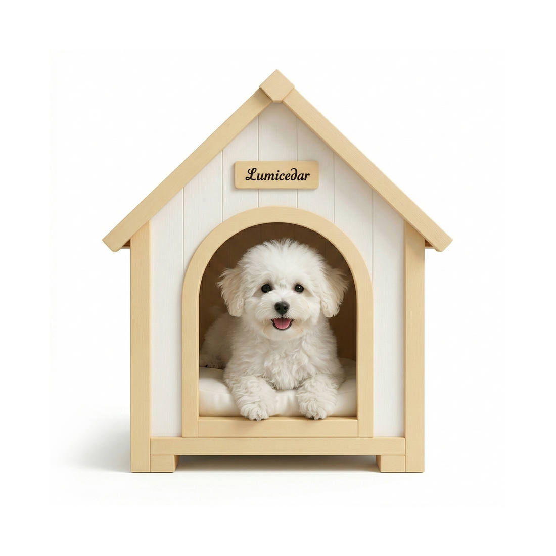 Lumicedar EVA Indoor Dog House | Minimalist Solid Cedar Home for Small Dogs
