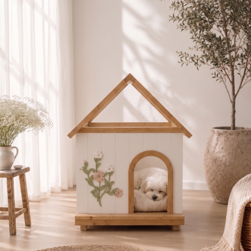 DAISY Cedar Indoor Dog House – A Warm, Cottage-Style Wooden Home for Small Pets - Lumicedar