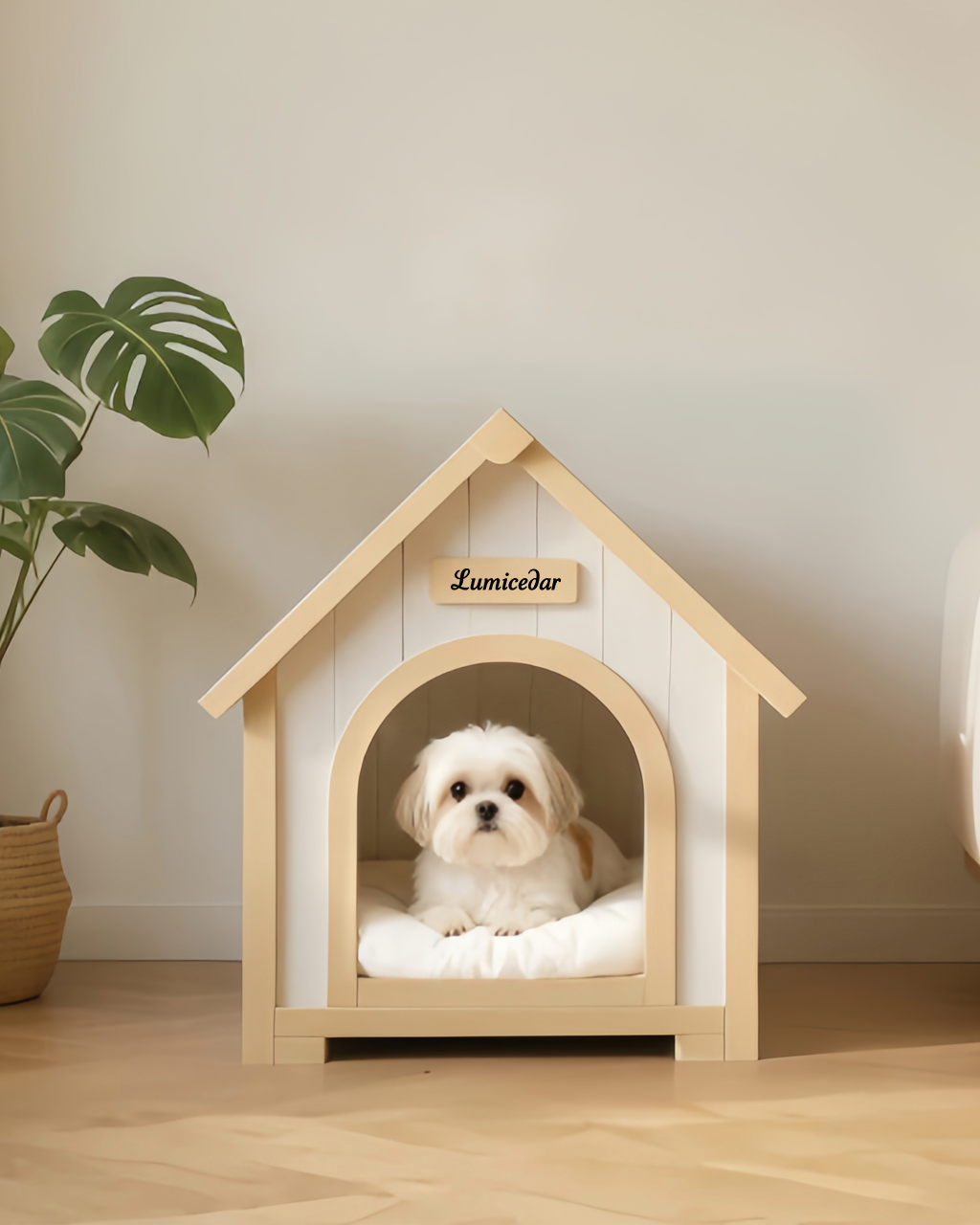 EVA Solid Cedar Pet House – Eco-Friendly Home for Small Pets (Under 17 ibs) FSC®-Certified 100% Cedar Wood - Lumicedar