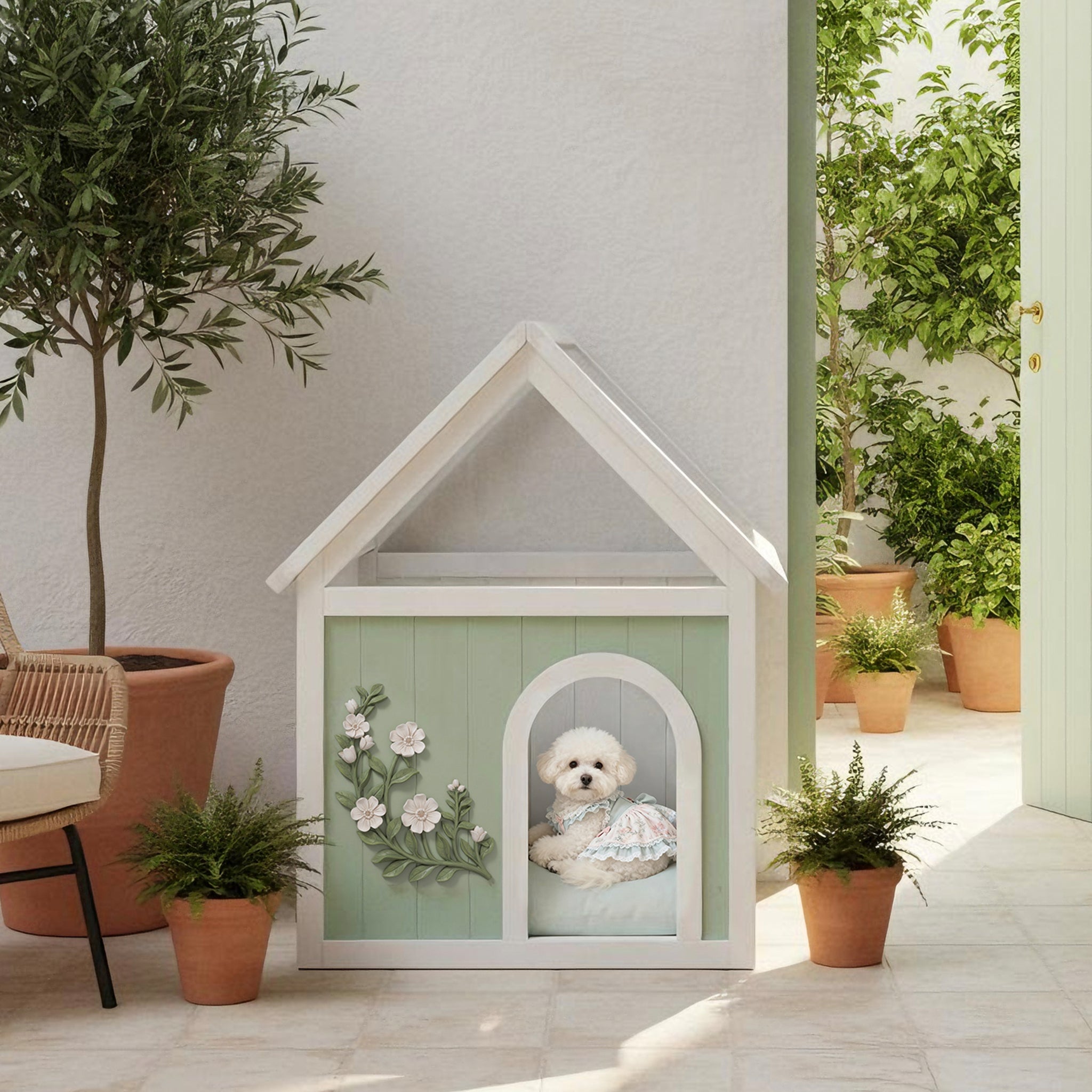 SAGE Wooden Pet House | Solid Pine Indoor Pet Furniture
