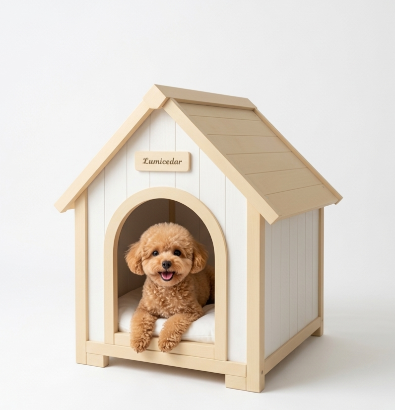 Lumicedar EVA Indoor Dog House | Minimalist Solid Cedar Home for Small Dogs - Lumicedar