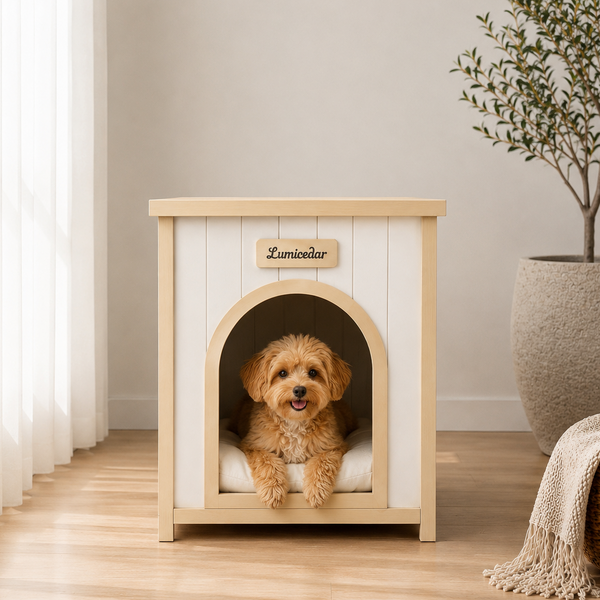 ELISE Side Table Dog House | Solid Wood Indoor Pet Furniture
