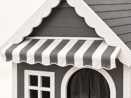 Extended striped awning detail
